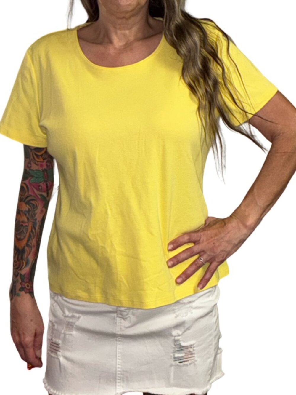 Sz.XL*Rebecca Malone*Bright Yellow Short-Sleeve Top